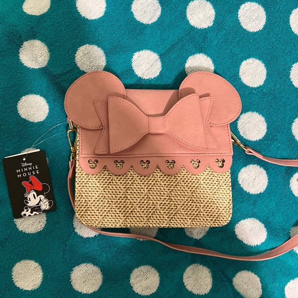 Disney Minnie Mouse Pink and Tan Crossbody Bag